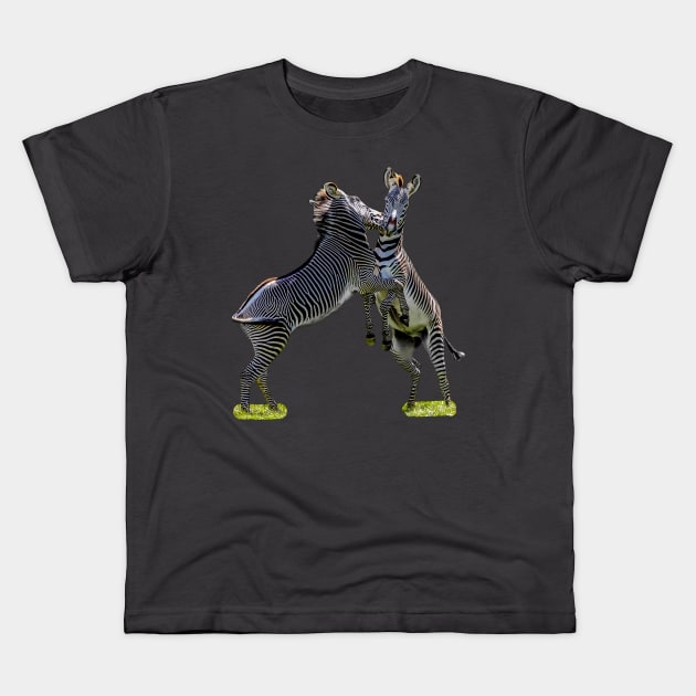 Zebras just horsing around Kids T-Shirt by dalyndigaital2@gmail.com